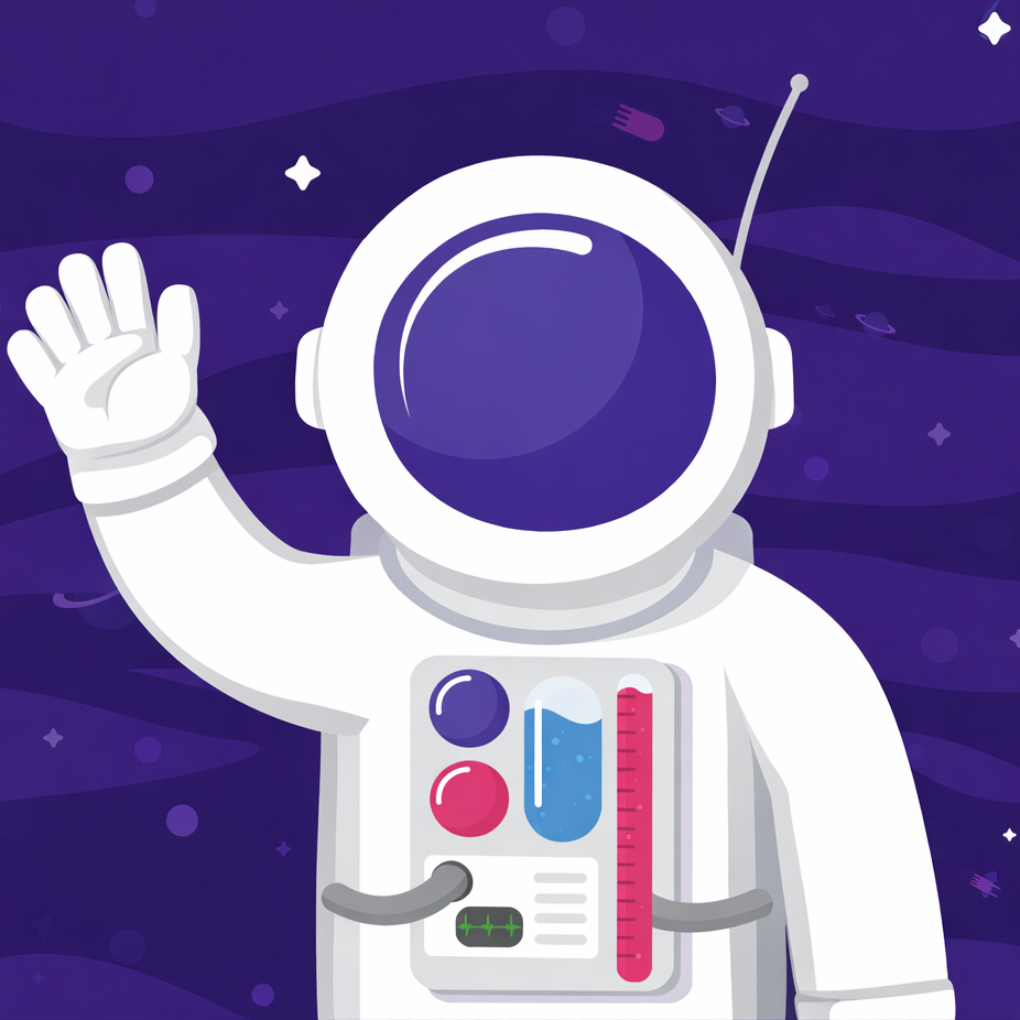 Astronaut waving in space